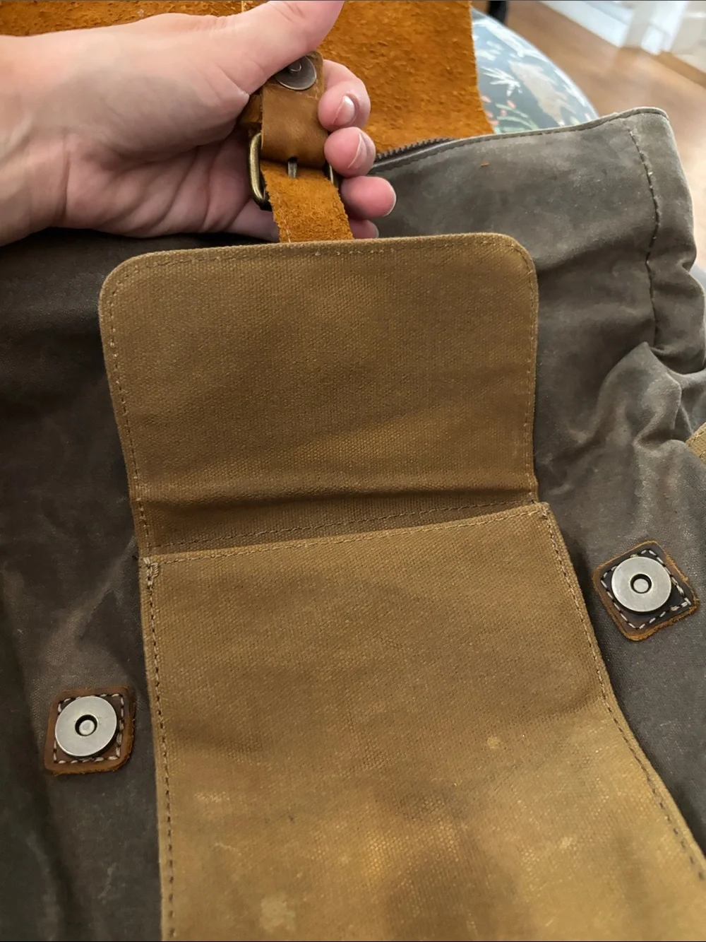 Canvas & Leather Rucksack Backpack in Brown and tan vintage *like* James Leather